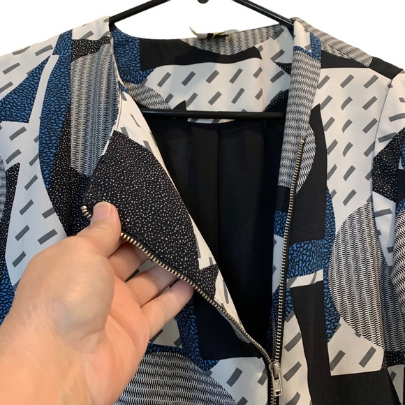 Topshop Front Zip Patterned Blazer * 2 - Picture 2 of 13